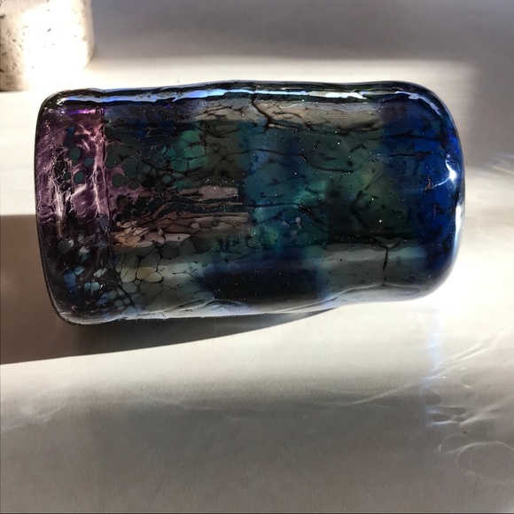 Dunmore Glassworks Hand Blown Art Glass Deep Space Royal Playa Jar with Cork - Picture 8 of 10